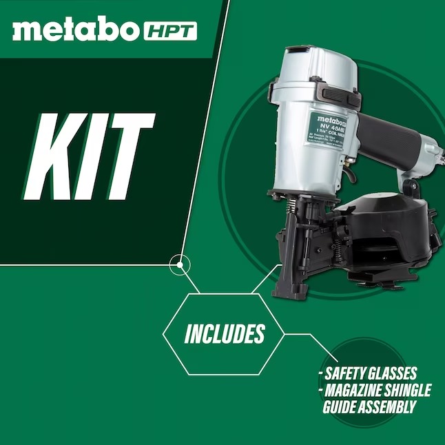 Metabo HPT NV45AB2M 1-3 4-in 15-Degree Pneumatic Coil Corded Roofing Nailer1_11zon