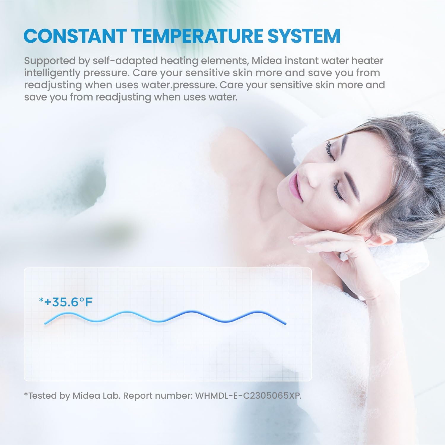 Midea 13KW Electric Tankless Water Heater, Touch Control, Wi-Fi Control, LED Display, Child Mode, 240 Volts with Automatic Power Modulation, On-demand Hot Water, White5