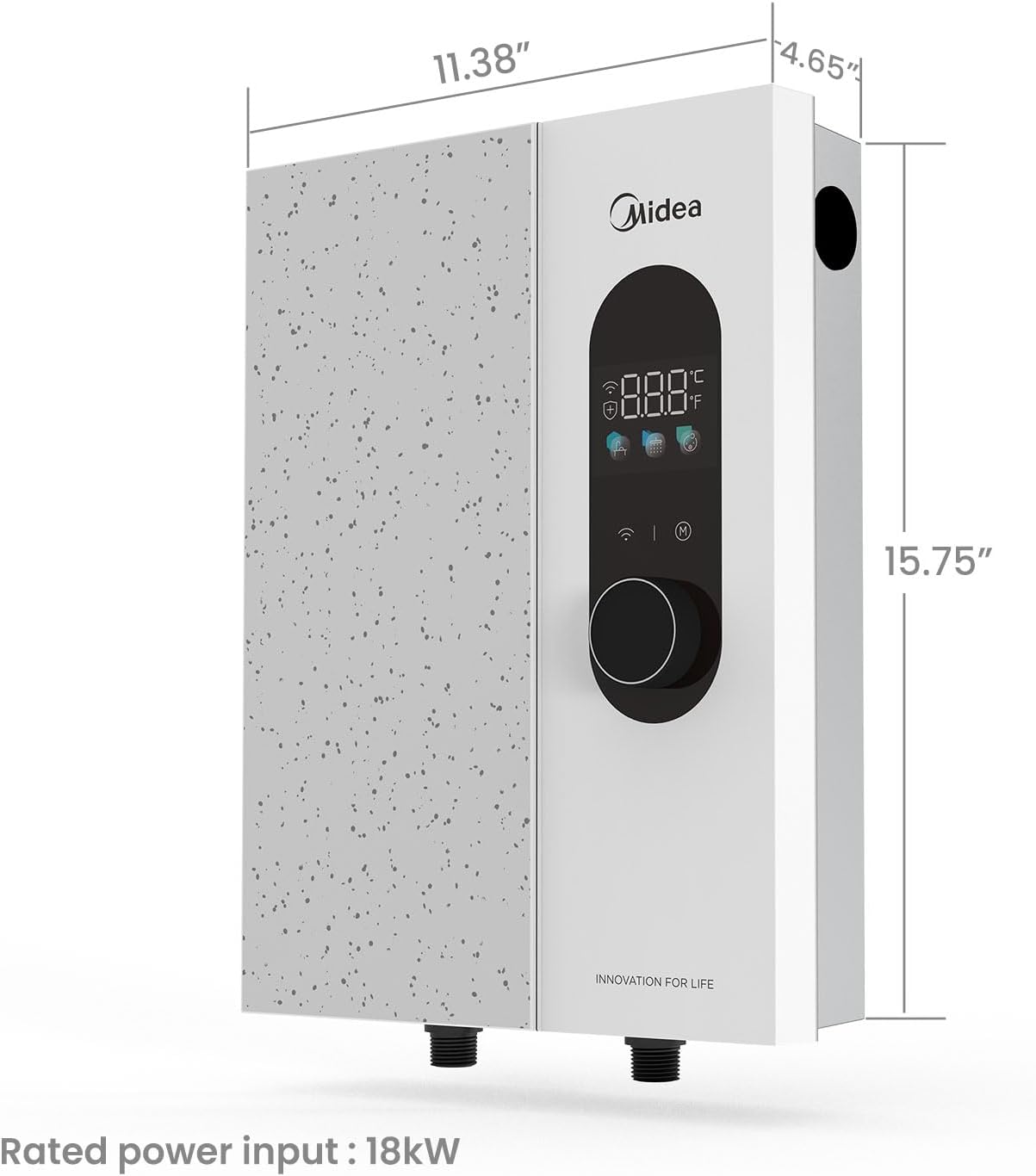 Midea 18KW Electric Tankless Water Heater, Touch Control, Wi-Fi Control, LED Display, Child Mode, 240 Volts with Automatic Power Modulation, On-demand Hot Water, White1