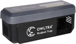 OW-7 in-/Outdoor Electric Rodent Trap, Instant Kill Mouse & Rat Zapper with Waterproof Cover, Sound & Light Alarm, and Batteries or USB Power Source, Waterproof Grade IPX4, Black