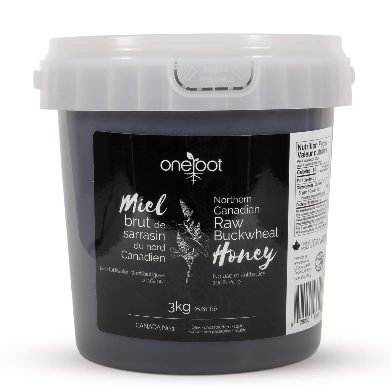 OneRoot Raw Buckwheat Honey - 3kg 6.6lb, Unheated, Unfiltered and Unprocessed Natural Dark Honey, Rich in Antioxidants Pure Buckwheat Honey OneRoot Raw Buckwheat Honey - 3kg / 6.6lb, Unheated, Unfiltered and Unprocessed Natural Dark Honey, Rich in Antioxidants Pure Buckwheat Honey