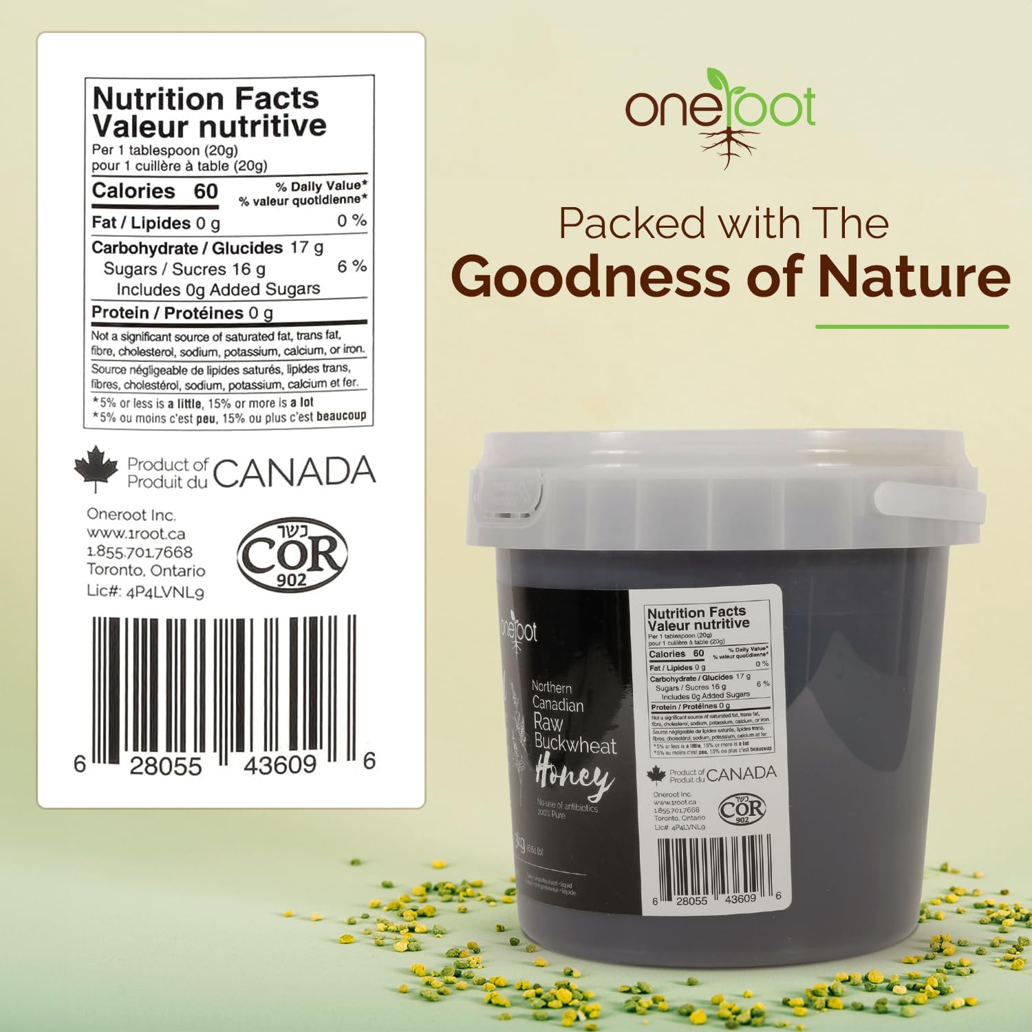 OneRoot Raw Buckwheat Honey - 3kg 6.6lb, Unheated, Unfiltered and Unprocessed Natural Dark Honey, Rich in Antioxidants Pure Buckwheat Honey6