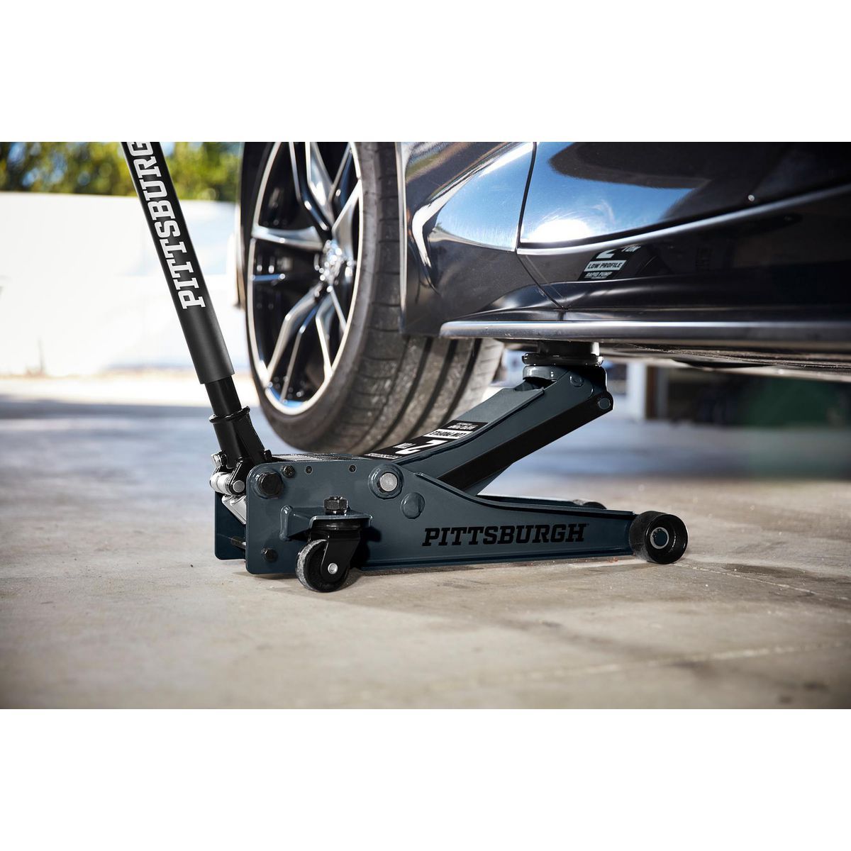 PITTSBURGH 2 Ton Low-Profile Floor Jack with RAPID PUMP, Slate Gray11