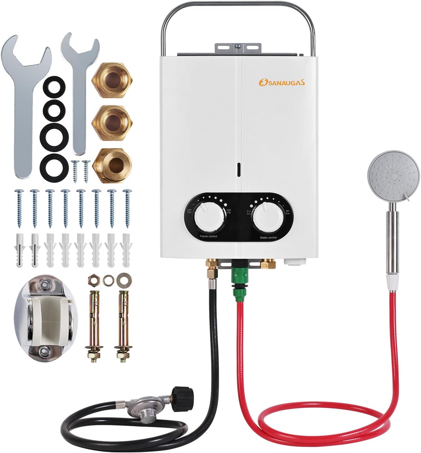 Portable Propane Water Heater Tankless, 1.45GPM 5.5L Instant Hot Water Heater, Outdoor Use for RV, Camper Van, Travel Trailer, Cabin, Pool, Barn, White13