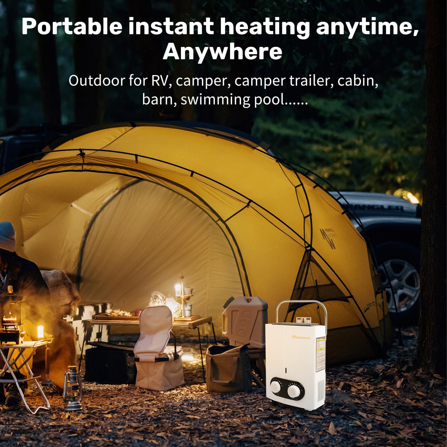 Portable Propane Water Heater Tankless, 1.45GPM 5.5L Instant Hot Water Heater, Outdoor Use for RV, Camper Van, Travel Trailer, Cabin, Pool, Barn, White8