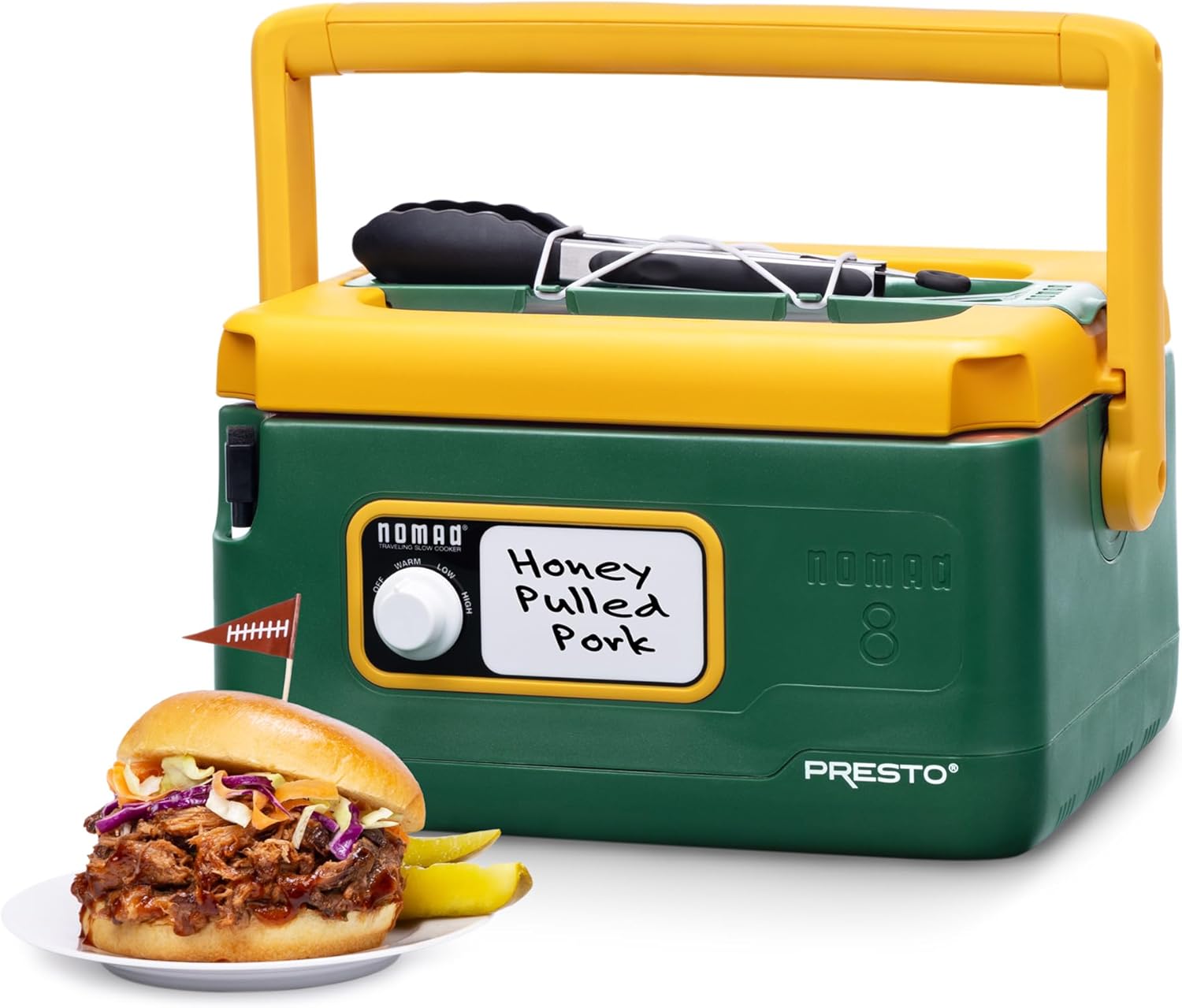 Presto 06019 8-Quart Nomad Traveling Slow Cooker, Locking Lid, Dry Erase Board, Green Gold1