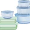 Pyrex Colors (6-Pack, Full Set) Tinted Glass Food Storage Container Set, Snug Fit Non-Toxic Plastic BPA-Free Lids, Freezer Dishwasher Microwave Safe, 3 Cup, 6 Cup & 11