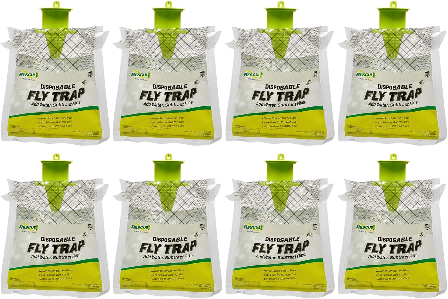 RESCUE! Outdoor Disposable Hanging Fly Trap - 8 Traps RESCUE! Outdoor Disposable Hanging Fly Trap - 8 Traps