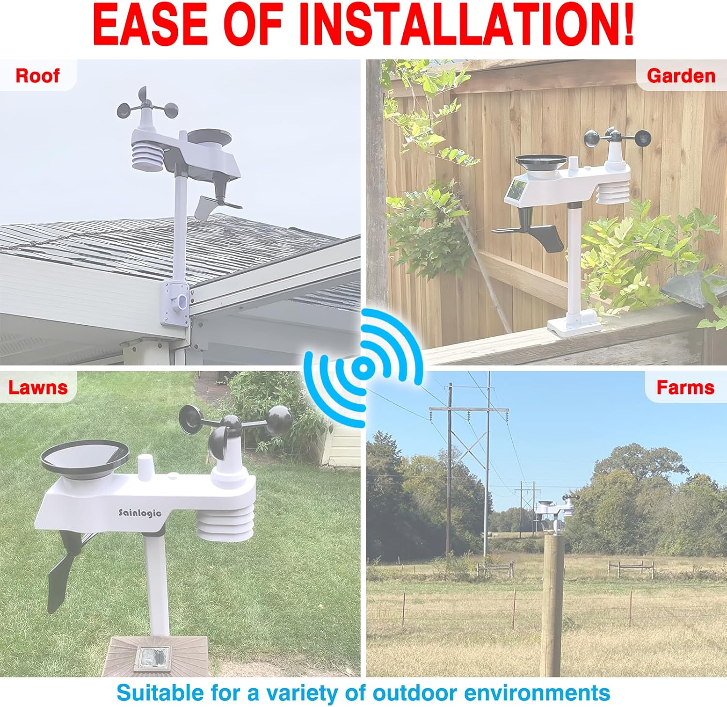 Sainlogic WiFi Weather Station with 8.3 inch Large Display Wireless Weather Station, Indoor Outdoor Remote Monitoring System, Rain Gauge and Temperature Wind Gauge, Wunderground(White)0