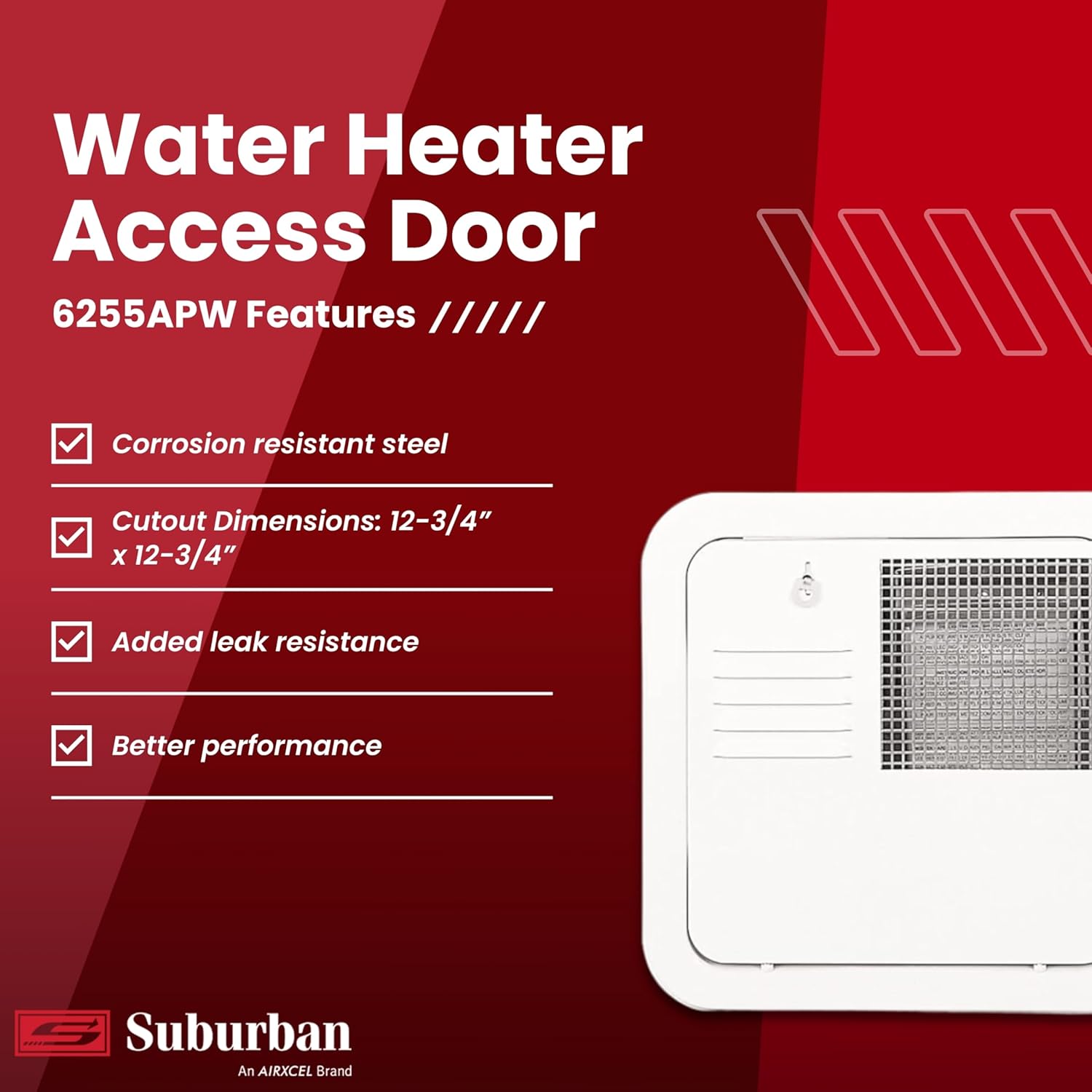 Suburban Water Heater Access Door 6255APW - Flush Mount1