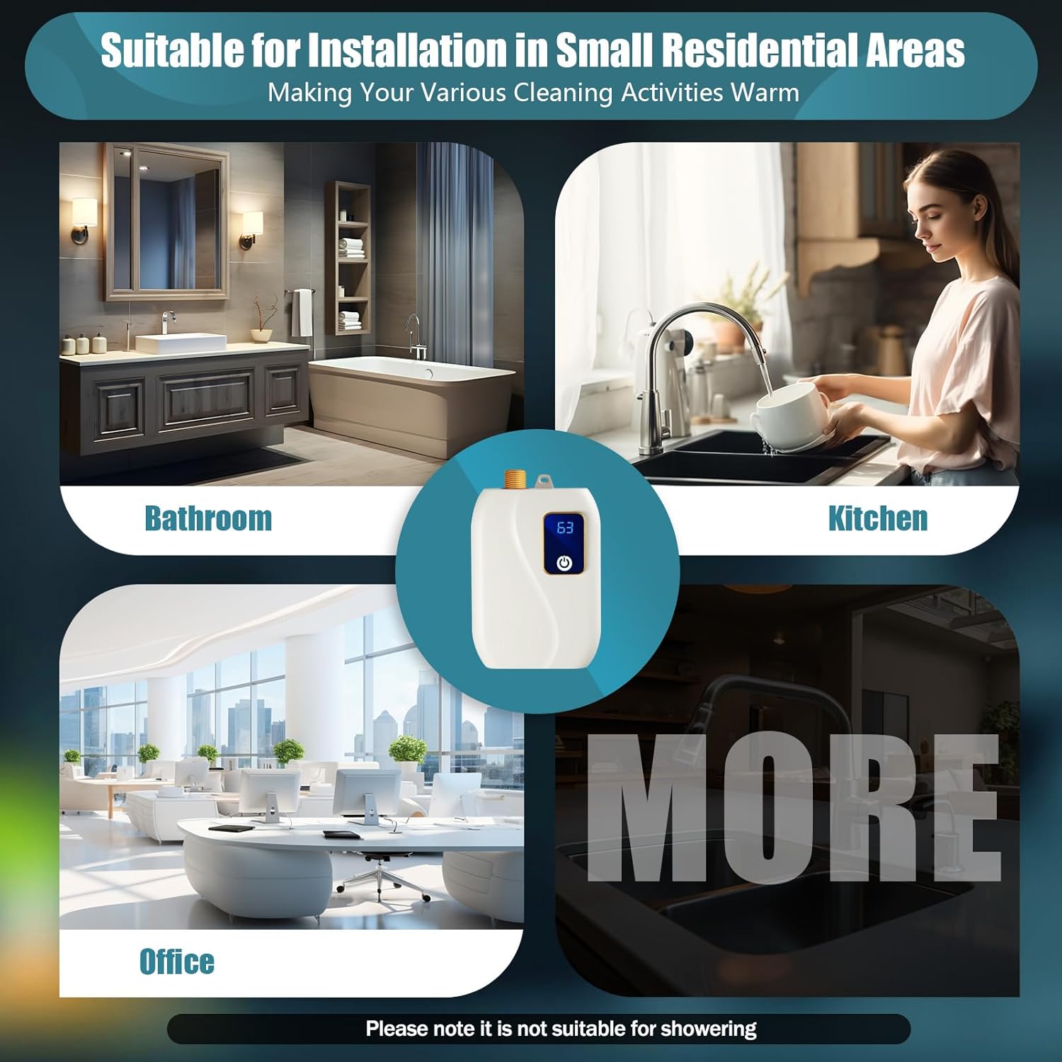 Tankless Electric Water Heater 110V 3000W Under Sink On Demand Instant Hot Water Heater with LED Display for Bathroom Kitchen Washing, Bars, Schools, Hospitals, Hair Salons (White)9