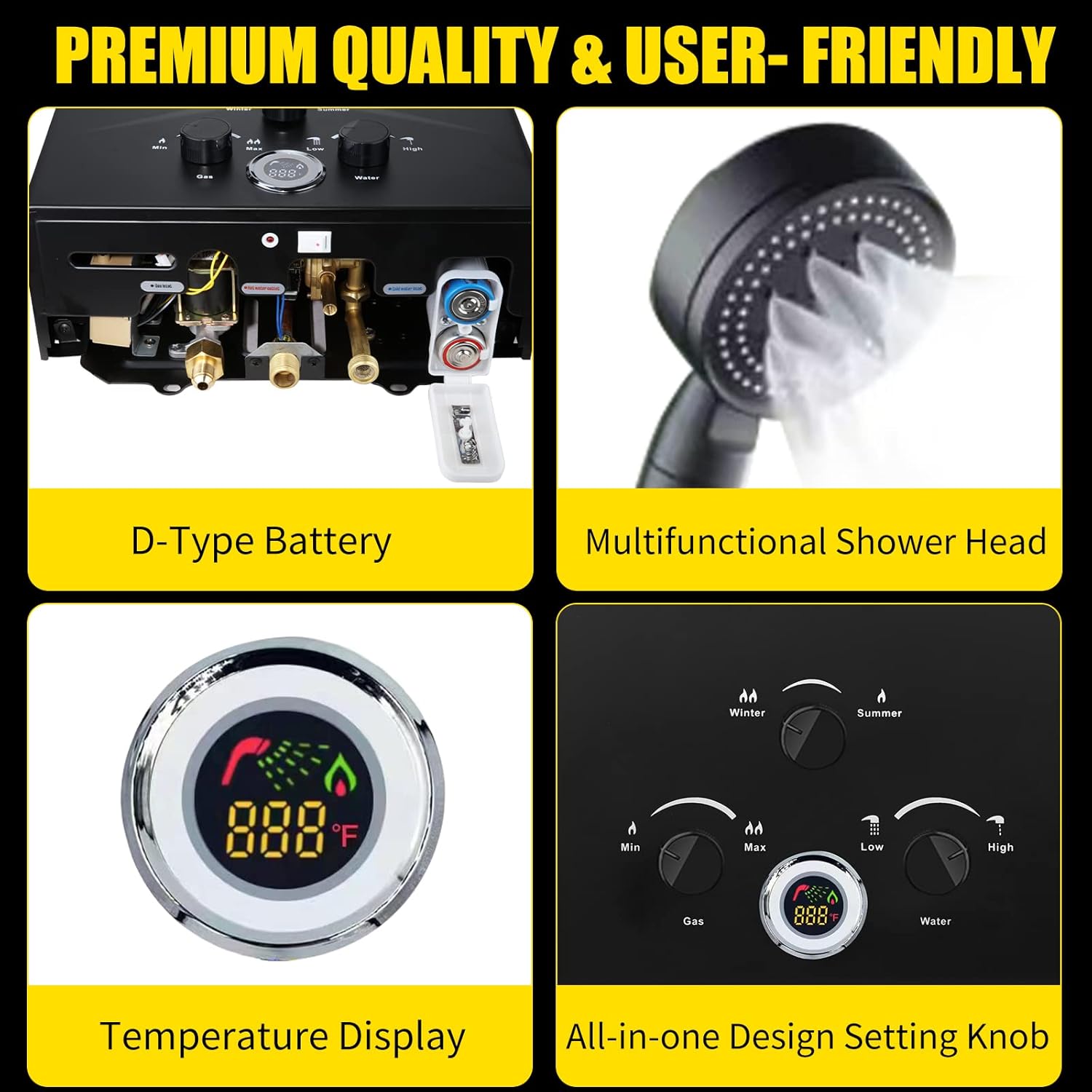 Tankless Water Heater 5.26GPM 20L Outdoor Portable GasHot Water Heater Instant Propane Water Heater with Digital Display Multi-Protection for Camping Trips Boat Cabins6