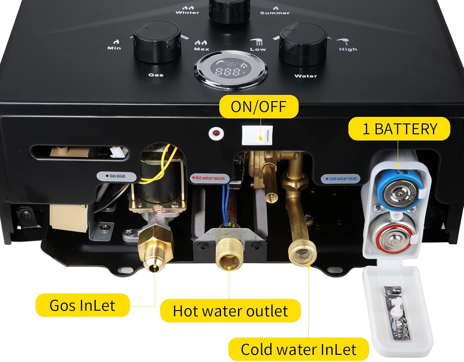 Tankless Water Heater 5.26GPM 20L Outdoor Portable GasHot Water Heater Instant Propane Water Heater with Digital Display Multi-Protection for Camping Trips Boat Cabins9