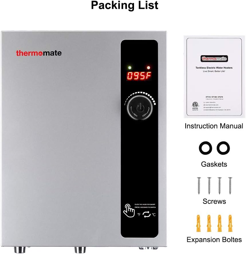 Tankless Water Heater Electric 18kW 208~240 Volt, thermomate On Demand Instant Endless Hot Water Heater, Digital Temperature Display Easy Installation, for Residential Whole House Shower, 76A GRAY11