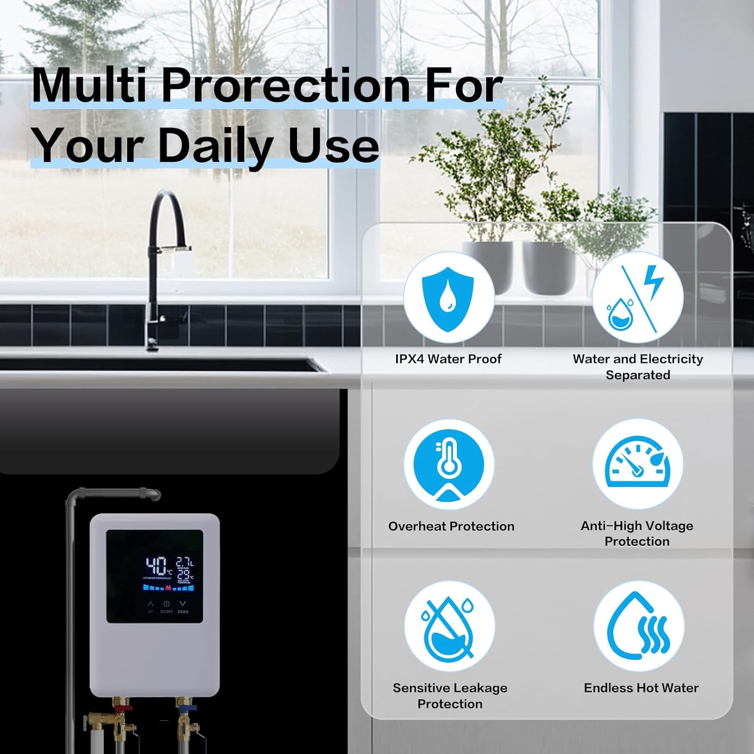 Tankless Water Heater Electric 5000W 110V - 120V, Under Sink Instant Water Heater Tankless, On Demand Hot Water Heater Electric 110 Volt, Mini Water Heater Electric Tankless Under Sink for RV, Kitchen5