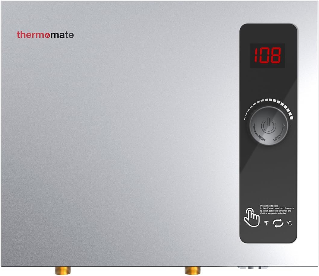Tankless Water Heater Electric, thermomate 14kW at 240 Volt, On Demand Instant Hot Water Heater for Shower, Self-Modulating Save Energy, Save Space, 2.66GPM at 35°F Rise ET140 Tankless Water Heater Electric, thermomate 14kW at 240 Volt, On Demand Instant Hot Water Heater for Shower, Self-Modulating Save Energy, Save Space, 2.66GPM at 35°F Rise ET140