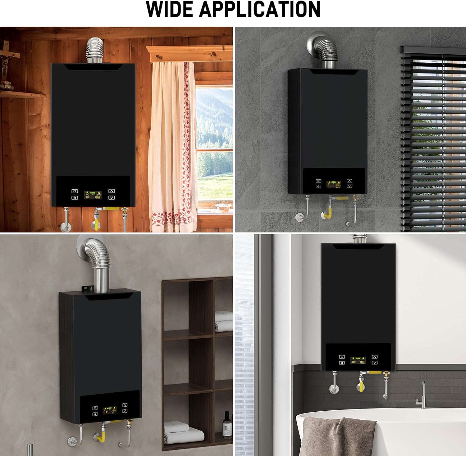 Tankless Water Heater Natural Gas,4.74GPM 18L Indoor,Instant Hot Gas Water Heater,Constant Natural Water Heater with Fahrenheit Digital Display,Multi-Protection (Black)11