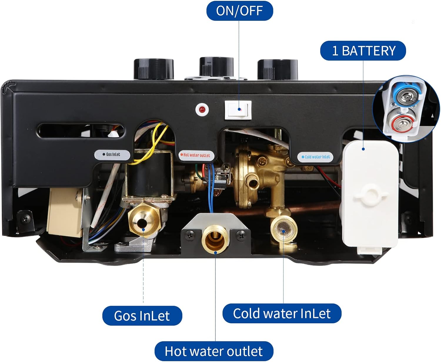 Tankless Water Heater Propane 4.74GPM 18L Outdoor Portable Water Heater Instant Propane Water Heater with Digital Display Multi-Protection for Camping Trips Boat Cabins0