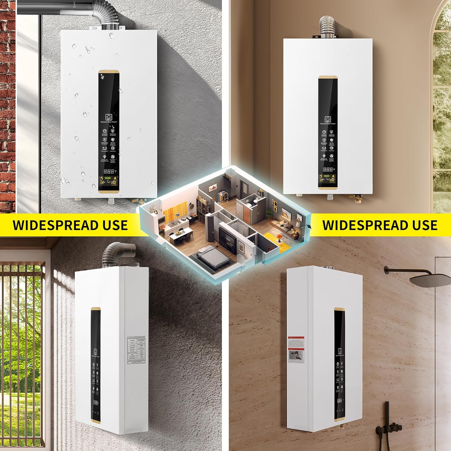 Tankless Water Heater Propane,Instant Hot Propane Gas Water Heater,Indoor 3.18 GPM,Constant Propane Water Heater with Fahrenheit Digital Display,Multi-Protection (White)0