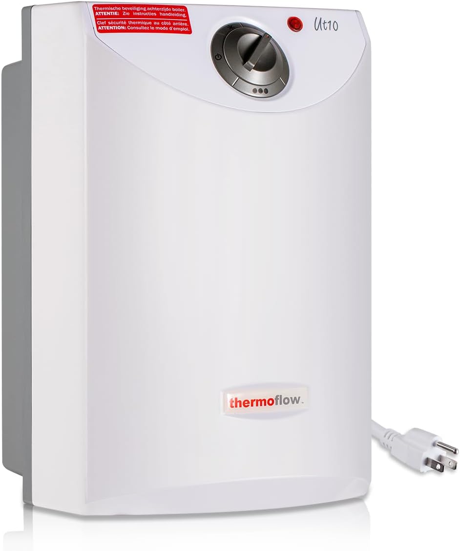 Thermoflow Electric Mini Tank Water Heater, 2.5 Gallon 120V Corded Under Sink Small Hot Water Heater for Point of Use Instant Hot Water Thermoflow Electric Mini Tank Water Heater, 2.5 Gallon 120V Corded Under Sink Small Hot Water Heater for Point of Use Instant Hot Water
