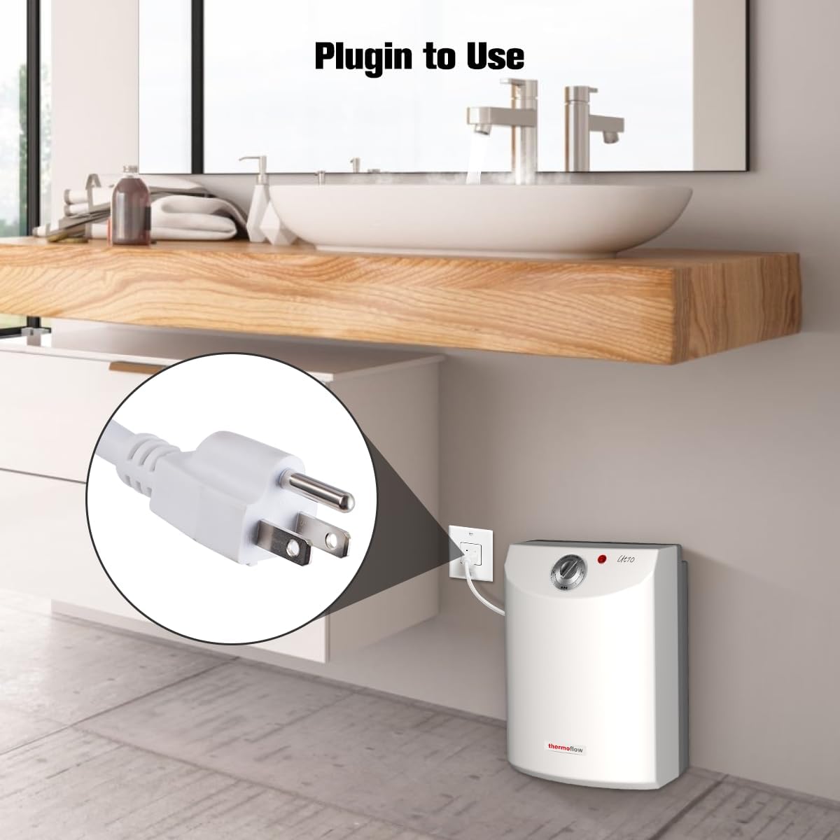 Thermoflow Electric Mini Tank Water Heater, 2.5 Gallon 120V Corded Under Sink Small Hot Water Heater for Point of Use Instant Hot Water9
