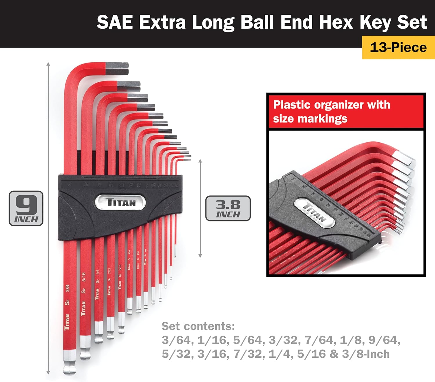 Titan 12763 35-Piece Star, Metric, and SAE Hex Key Set4