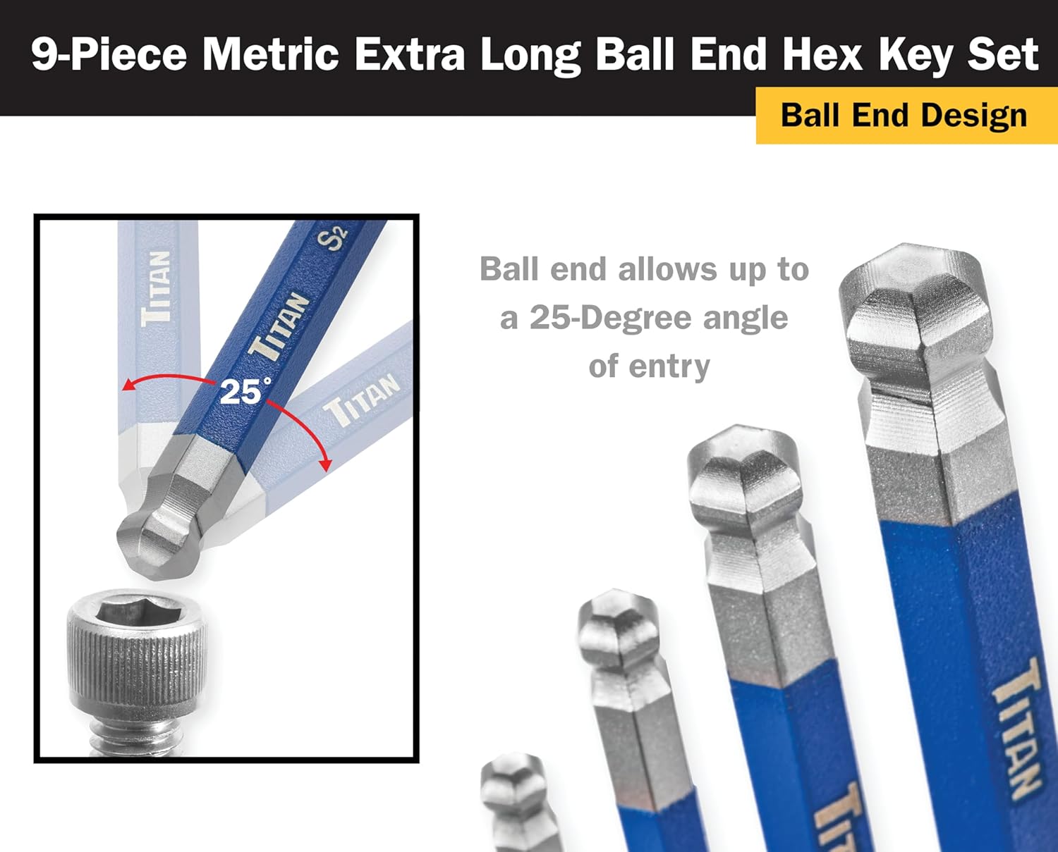 Titan 12763 35-Piece Star, Metric, and SAE Hex Key Set5