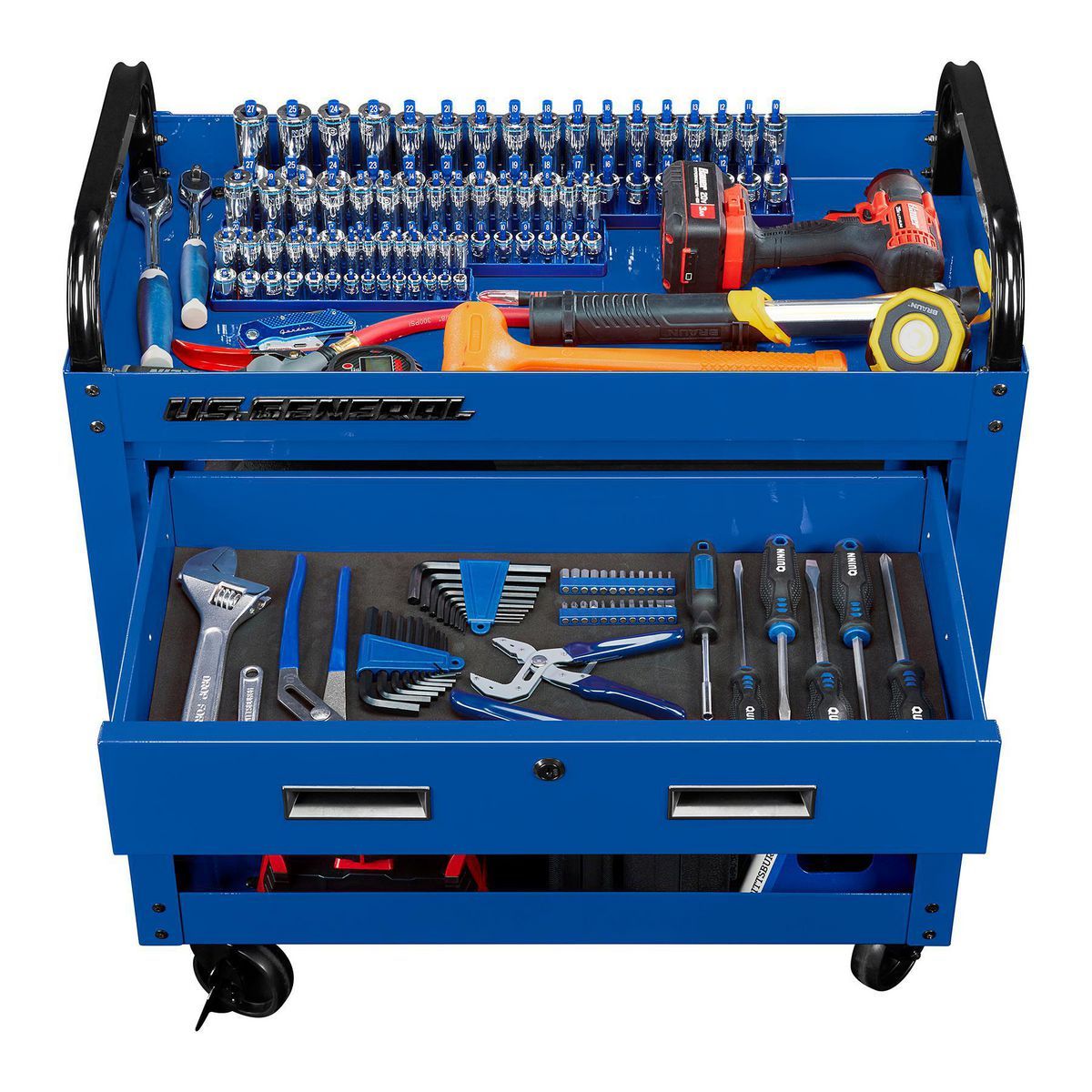 U.S. GENERAL 30 in., 1-Drawer Service Cart, Blue7