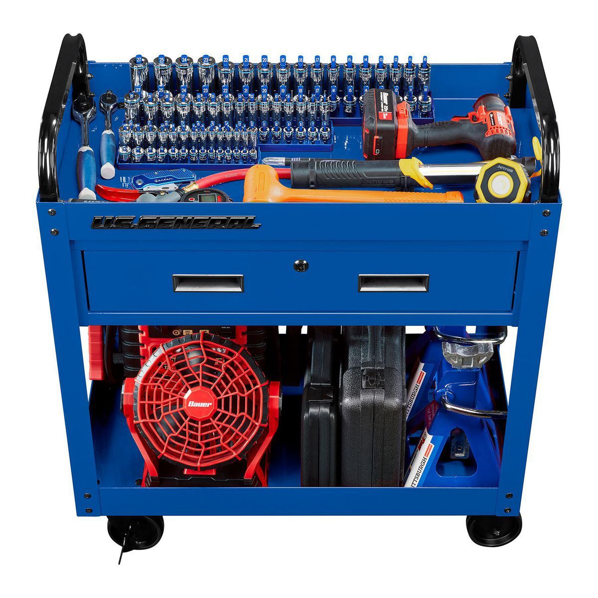 U.S. GENERAL 30 in., 1-Drawer Service Cart, Blue8
