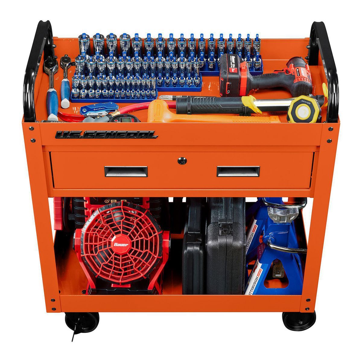 U.S. GENERAL 30 in., 1-Drawer Service Cart, Orange6
