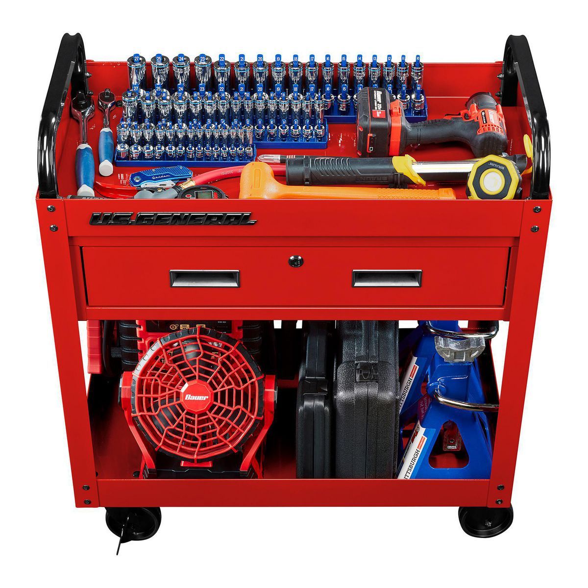 U.S. GENERAL 30 in., 1-Drawer Service Cart, Red4