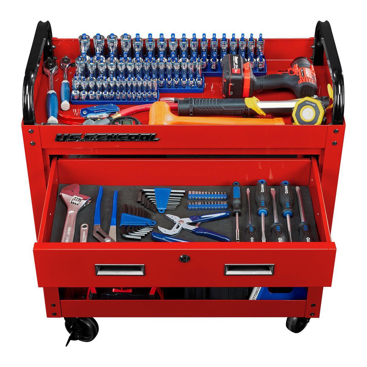 U.S. GENERAL 30 in., 1-Drawer Service Cart, Red7