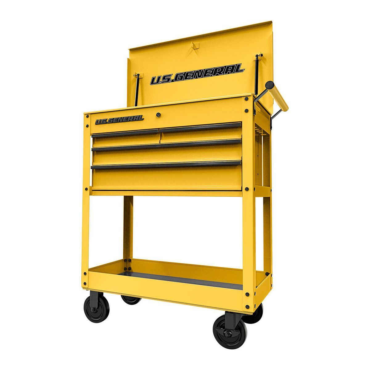 U.S. GENERAL 30 in. 4-Drawer Tech Cart, Yellow U.S. GENERAL 30 in. 4-Drawer Tech Cart, Yellow