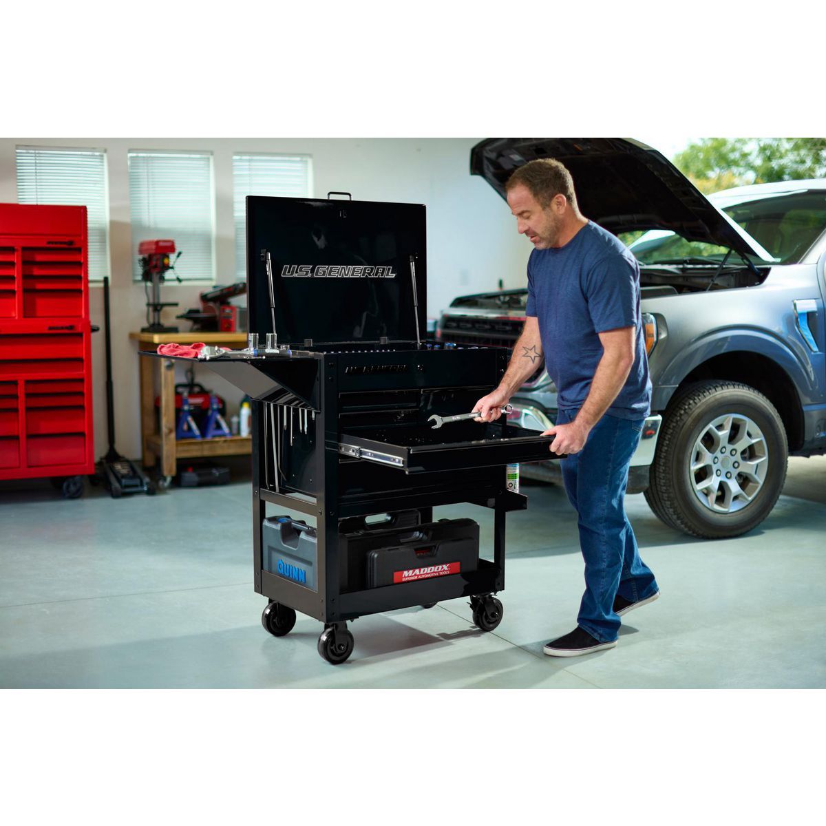 U.S. GENERAL 30 in., 5-Drawer Mechanics Cart, Black1