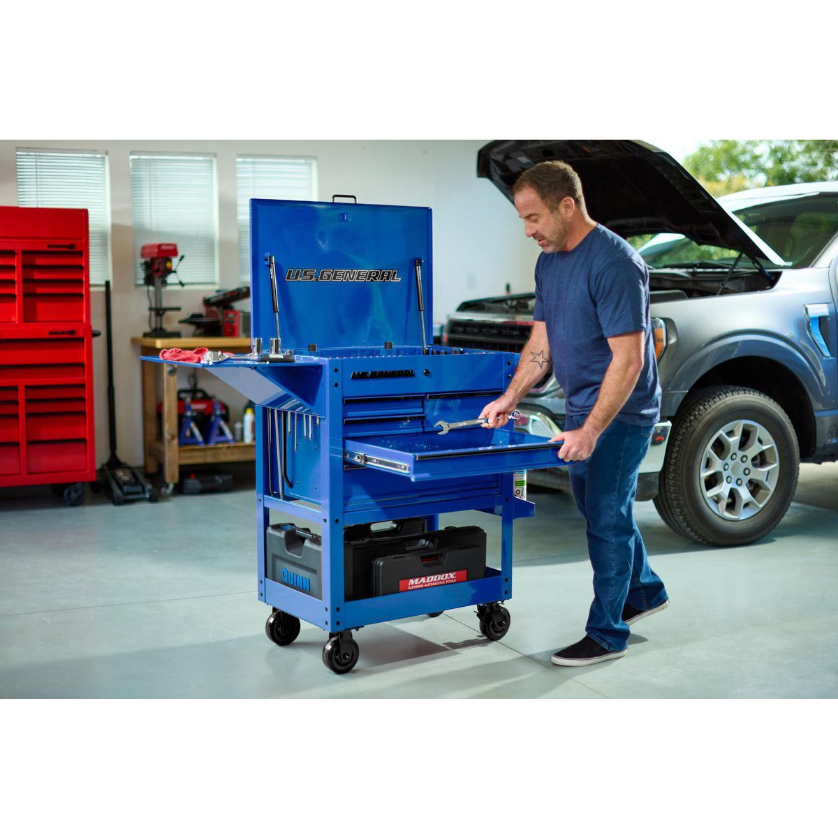 U.S. GENERAL 30 in., 5-Drawer Mechanics Cart, Blue1