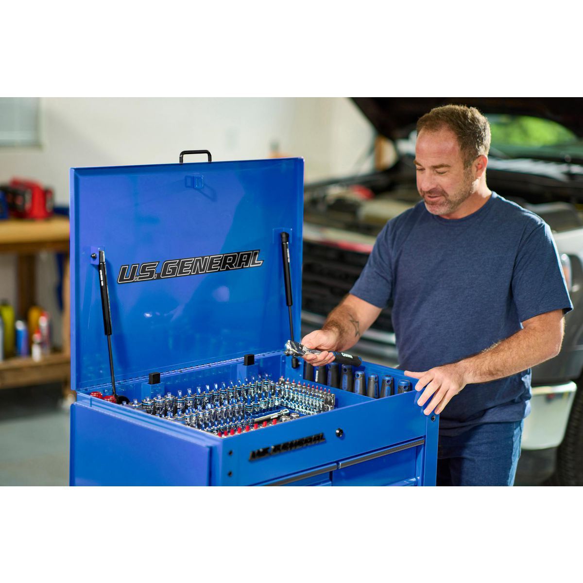 U.S. GENERAL 30 in., 5-Drawer Mechanics Cart, Blue2