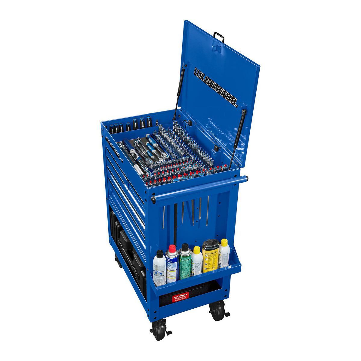 U.S. GENERAL 30 in., 5-Drawer Mechanics Cart, Blue5