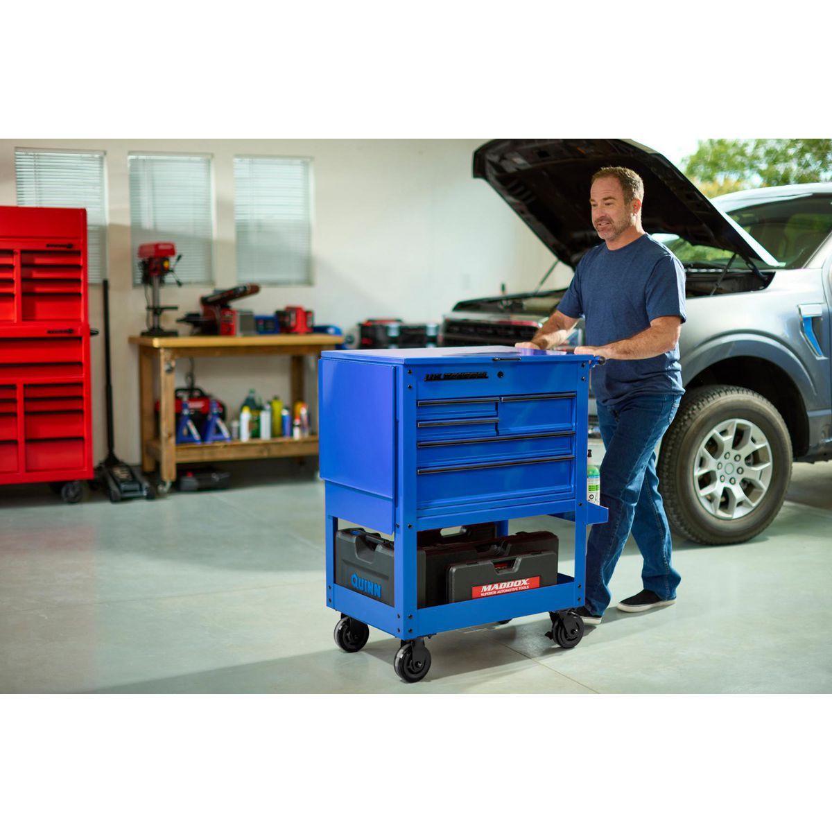 U.S. GENERAL 30 in., 5-Drawer Mechanics Cart, Blue6