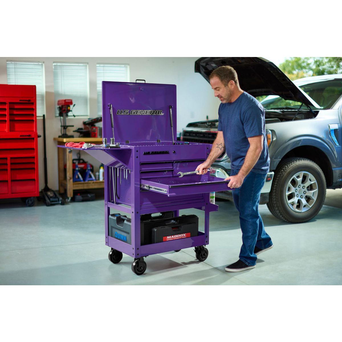 U.S. GENERAL 30 in., 5-Drawer Mechanics Cart, Purple1