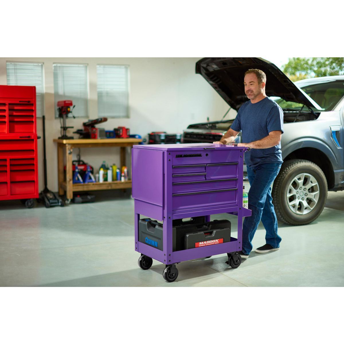 U.S. GENERAL 30 in., 5-Drawer Mechanics Cart, Purple2