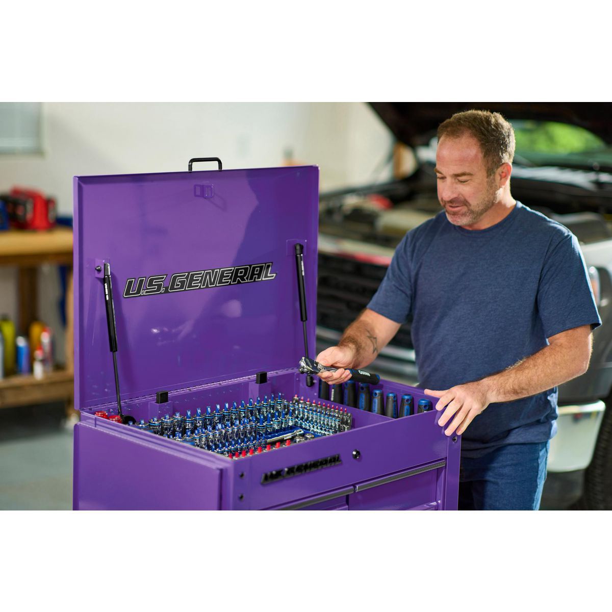 U.S. GENERAL 30 in., 5-Drawer Mechanics Cart, Purple3