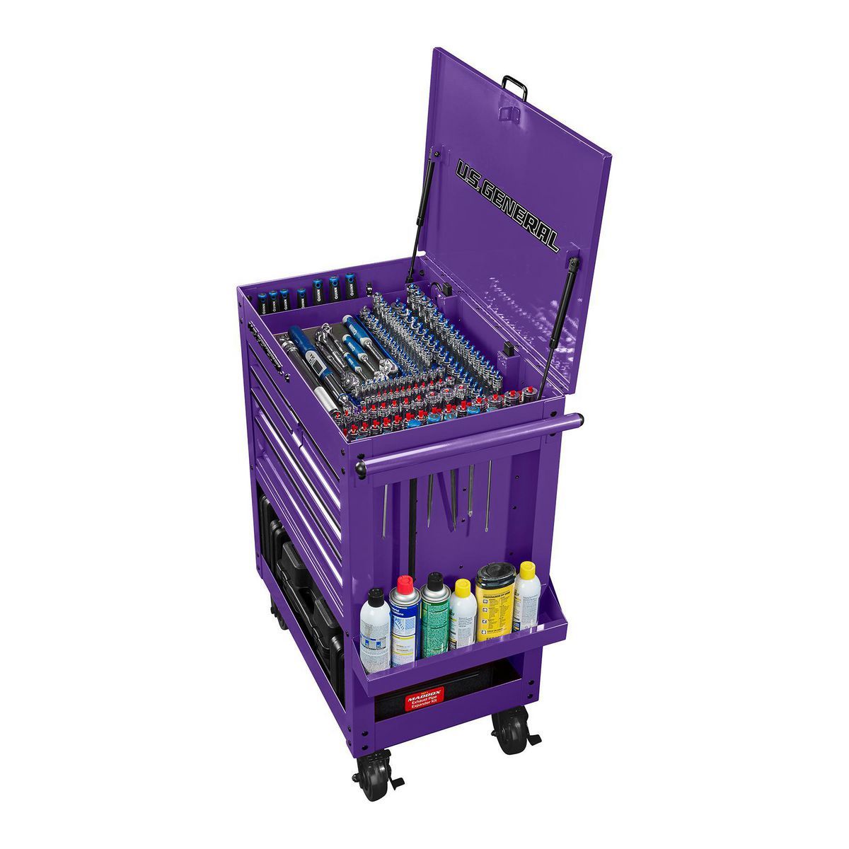U.S. GENERAL 30 in., 5-Drawer Mechanics Cart, Purple6