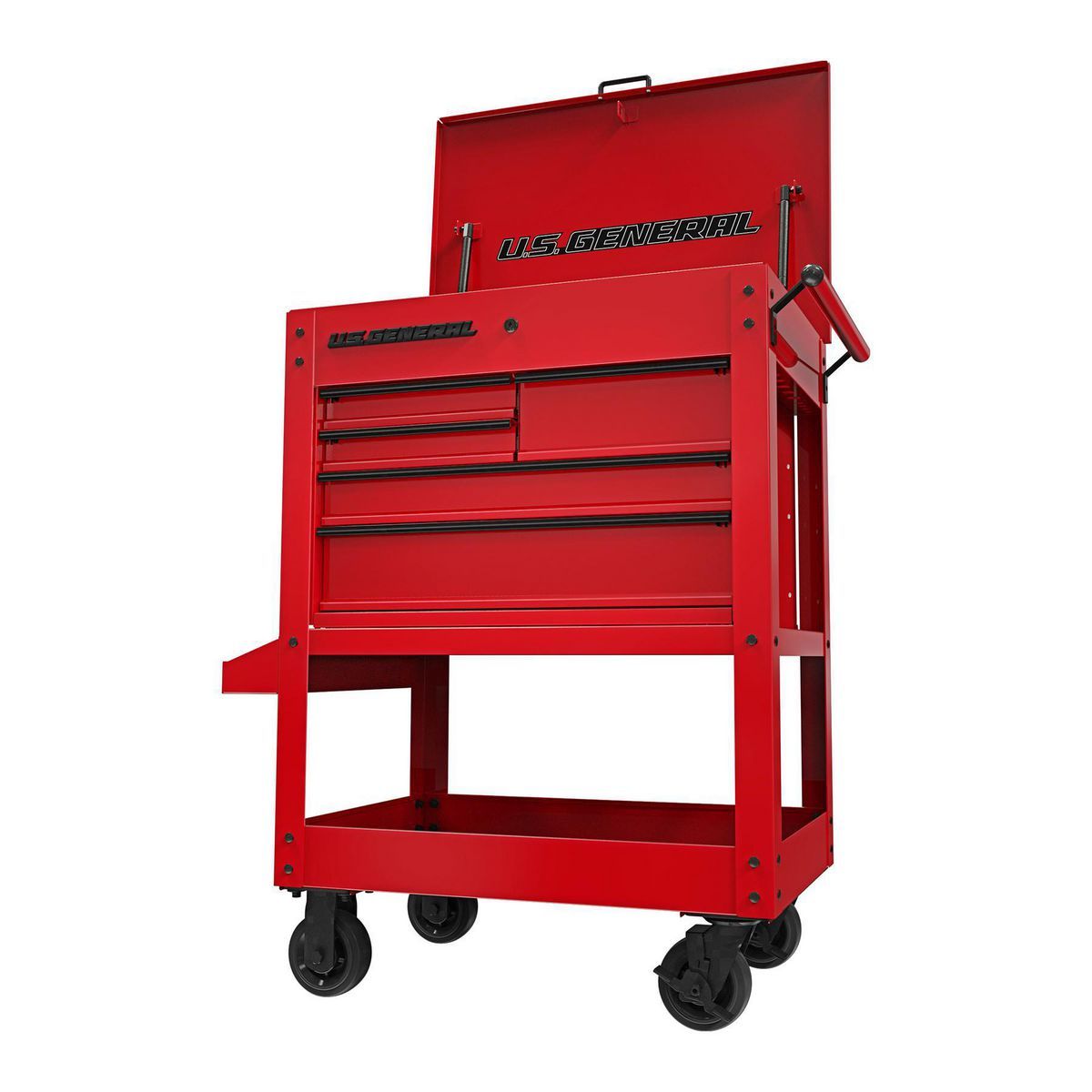 U.S. GENERAL 30 in., 5-Drawer Mechanics Cart, Red U.S. GENERAL 30 in., 5-Drawer Mechanics Cart, Red