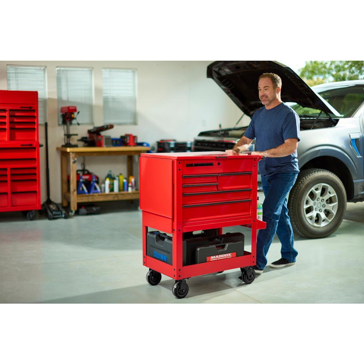 U.S. GENERAL 30 in., 5-Drawer Mechanics Cart, Red2
