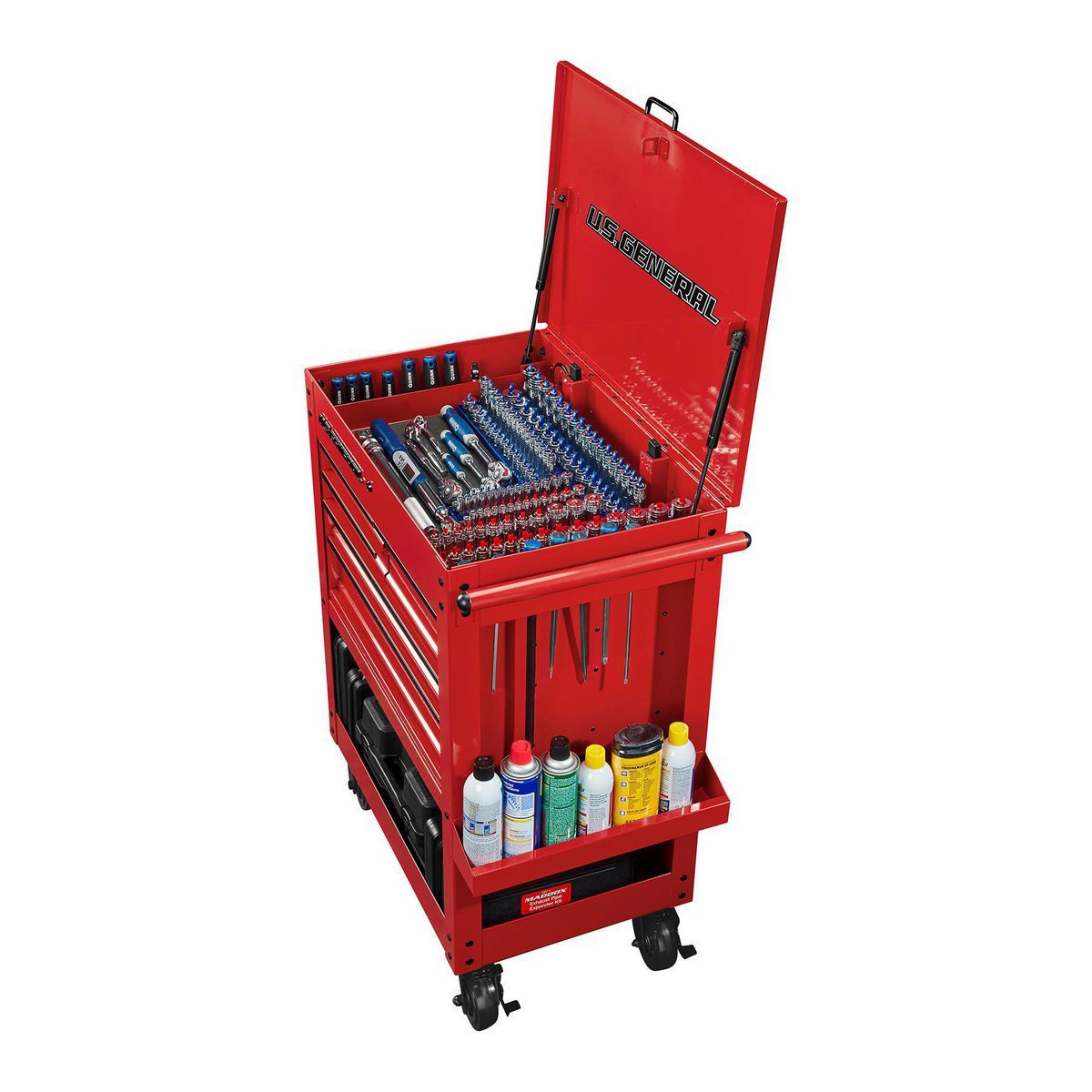 U.S. GENERAL 30 in., 5-Drawer Mechanics Cart, Red5