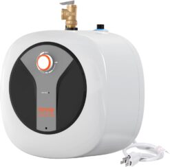 VEVOR Electric Mini-Tank Water Heater 4-Gallon Tank, 1440W Hot Water Boiler Storage, Safety Temperature Pressure Valve Easy Install, for Kichen Bathroom Restaurant, Shelf Wall Floor Mounted