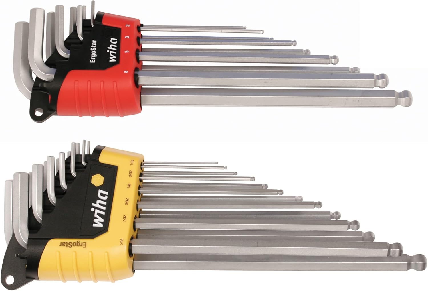 WIHA 66982 ErgoStar Ball End Hex L-Key, Inch and Metric, 22-Piece0