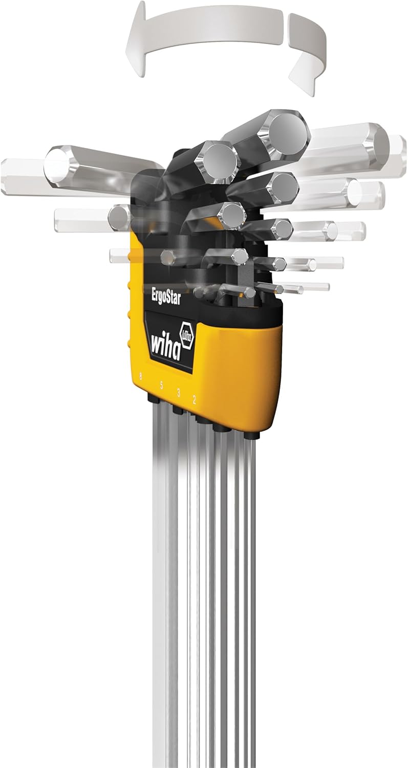 WIHA 66982 ErgoStar Ball End Hex L-Key, Inch and Metric, 22-Piece1