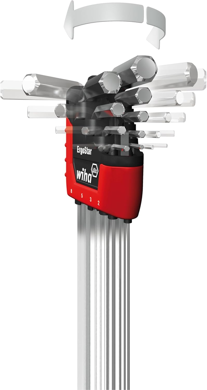 WIHA 66982 ErgoStar Ball End Hex L-Key, Inch and Metric, 22-Piece3