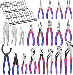 WORKPRO Pliers Set, 20-Piece Full Assortment of Pliers with 2-pack Pliers Organizer Rack, Great Fits for Tool Box Drawer or Tool Chest, Ideal as Holiday, Fathers' Day and Christmas Gift